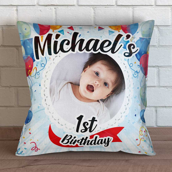 Customized Throw Pillow Designs For Birthday First Birthday Photo