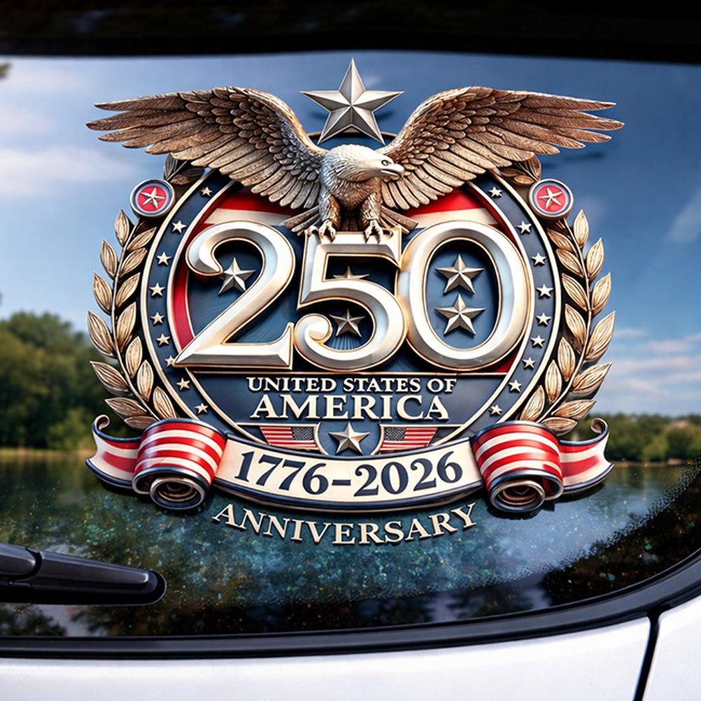 USA 250th Anniversary Eagle Car Window Decal Sticker — 1776-2026 Patriotic Vinyl | Truck, SUV, Car