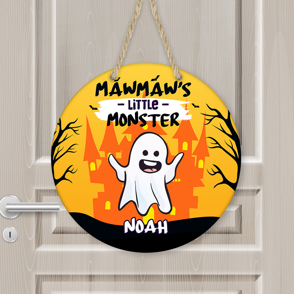 Grandma’s Little Monsters Personalized Halloween Wooden Door Sign