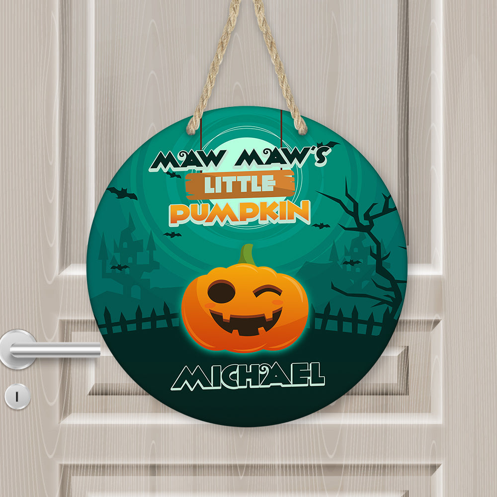 Grandma’s Little Pumpkins Personalized Halloween Wooden Door Sign