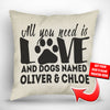 All You Need is Love and a Dog Named - Personalized Throw Pillow Cover - 18