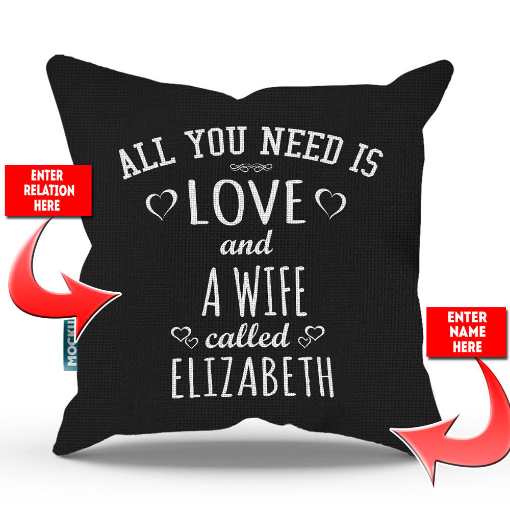 All You Need is Love Personalized Throw Pillow Cover - 18" X 18"