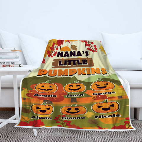 Grandma’s Little Pumpkins Fall Personalized Blankets