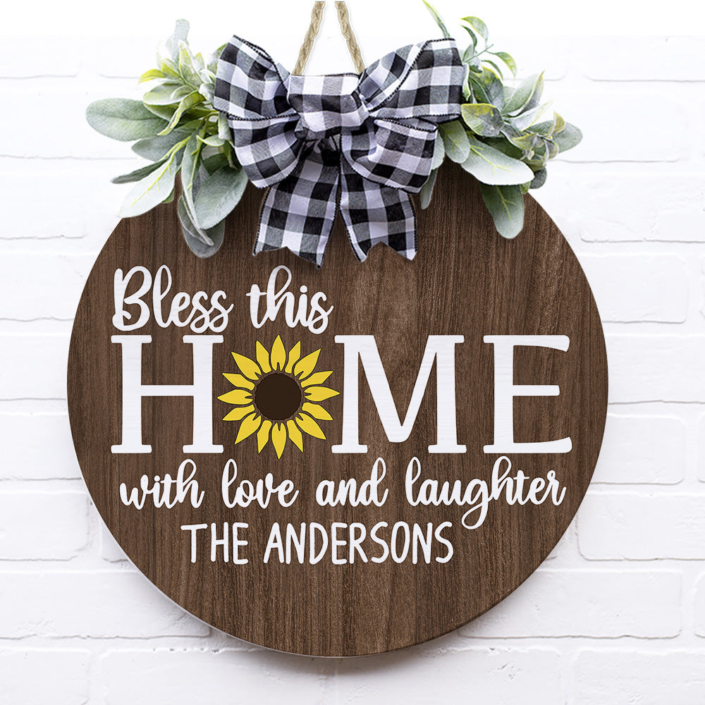 Bless This Home Personalized Wooden Door Sign