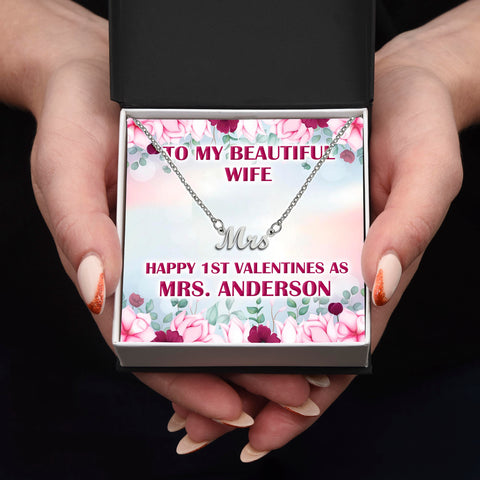 Mrs Necklace With Personalized Message Card