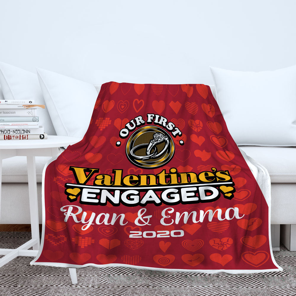 First Valentine's Engaged Personalized Blanket - Style 1