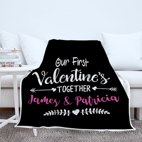 Our First Valentine's Together Personalized Blanket - Style 1