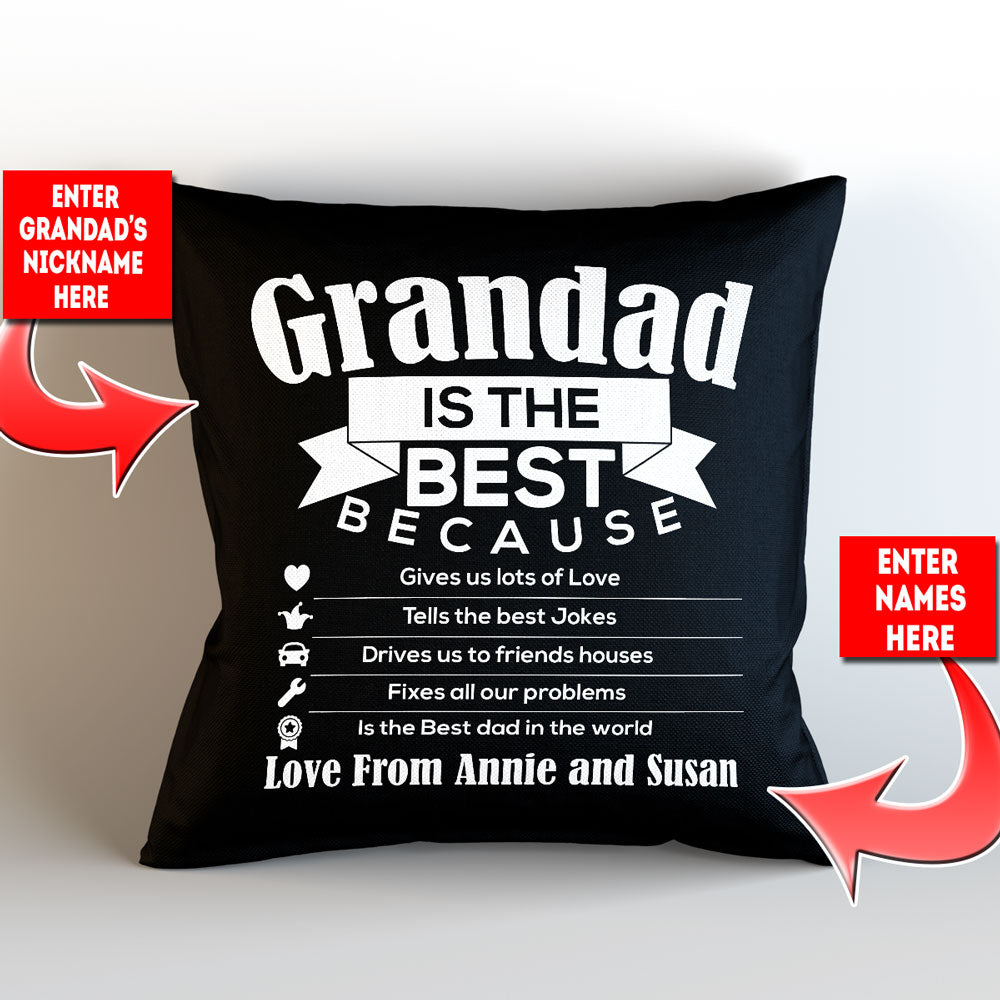 Grandad is The Best Personalized Pillow Cover - 18" x 18"