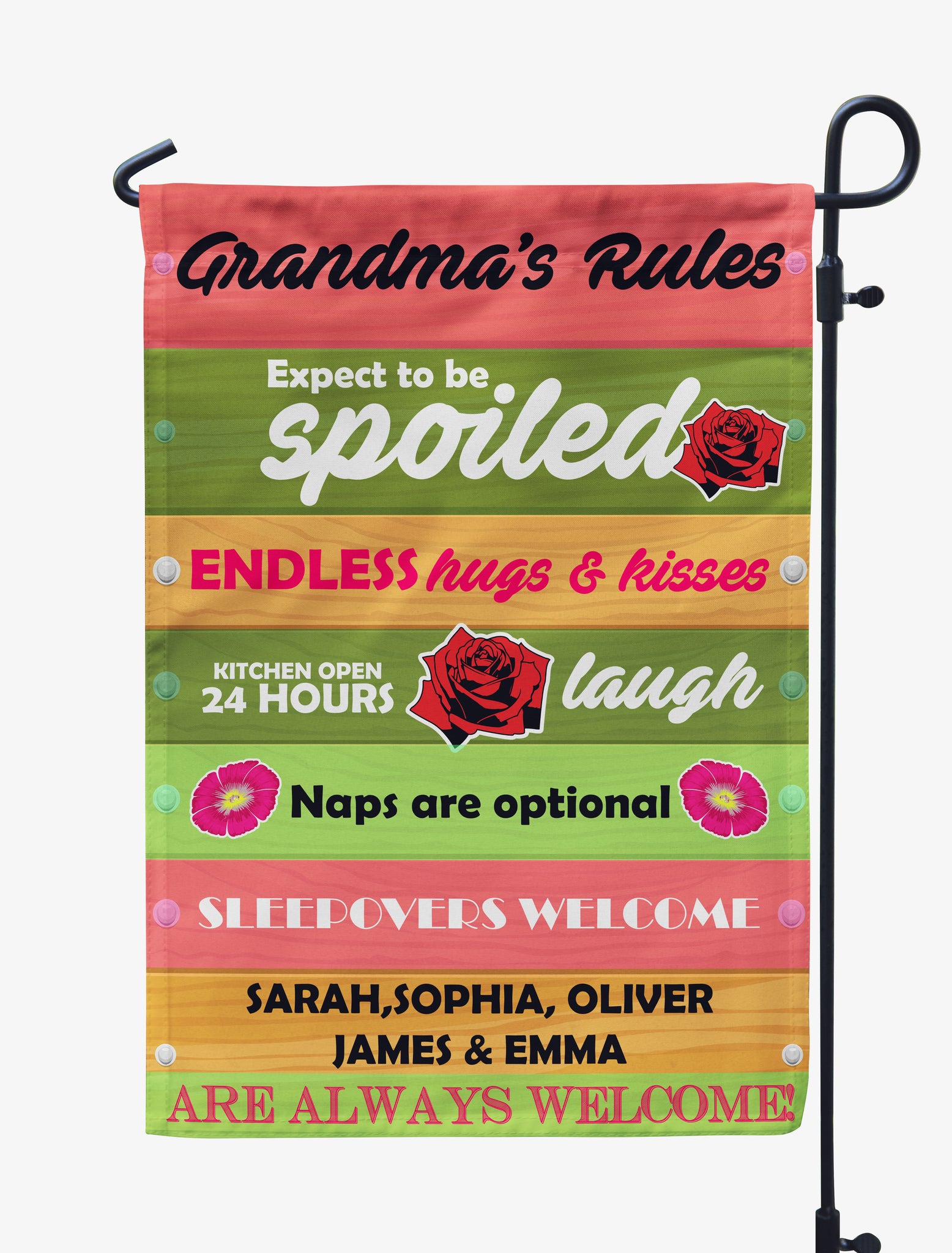 Grandma’s Rules Personalized Flag