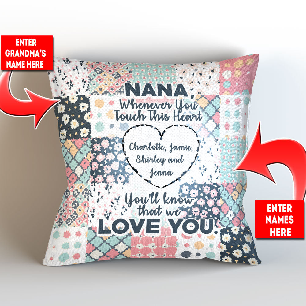 Grandma Whenever You Touch This Personalized Throw Pillow Cover - 18" x 18"