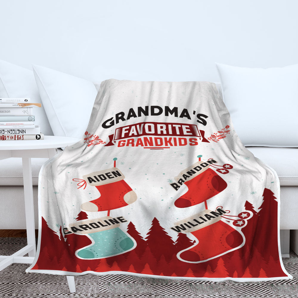 Grandma’s Favorite Grandkids Stocking Personalized Blanket