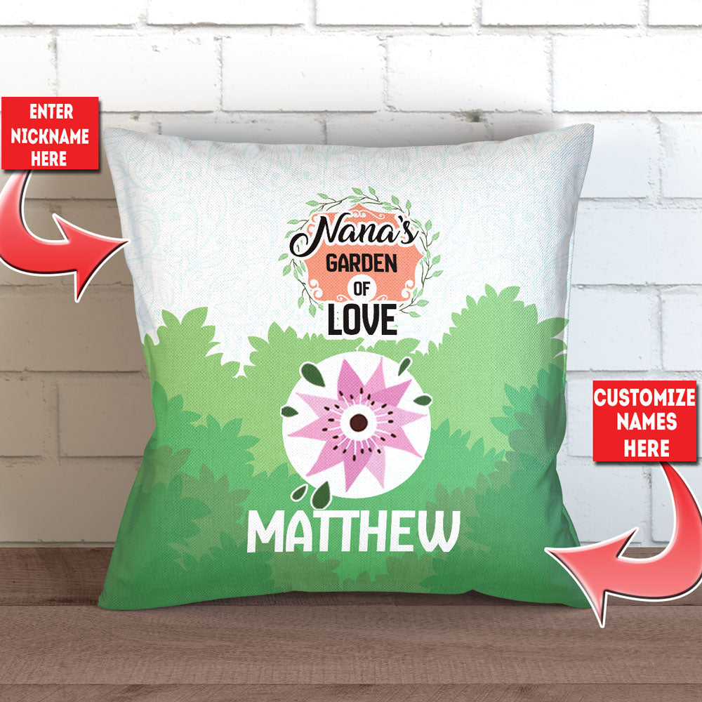 Grandma’s Garden Of Love Personalized Pillow Cover - 18" x 18"