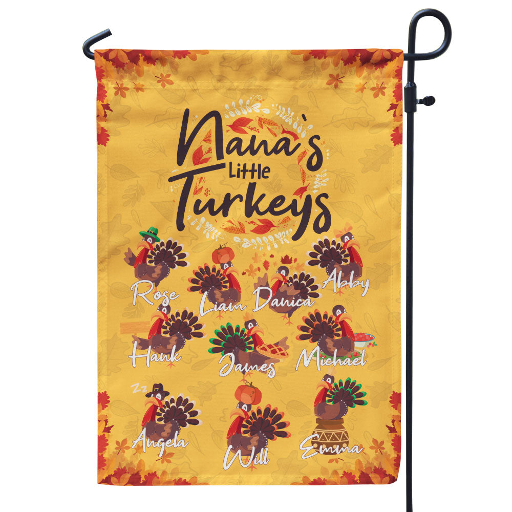 Grandma's Little Turkeys Personalized Flag