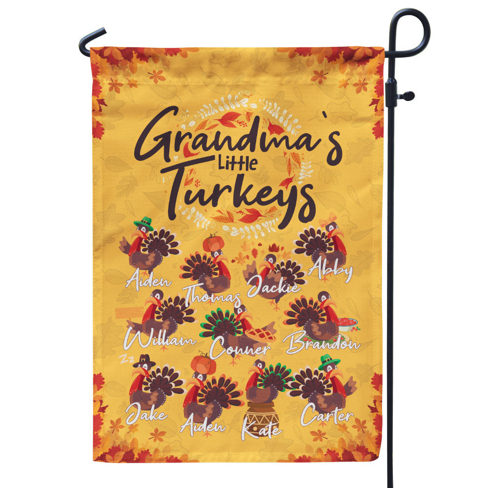 Grandma's Little Turkeys Personalized Flag
