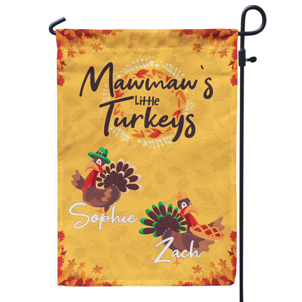 Grandma's Little Turkeys Personalized Flag