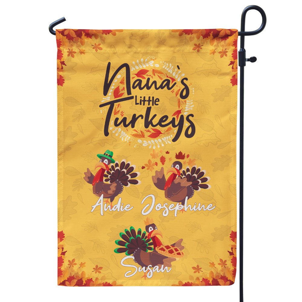 Grandma's Little Turkeys Personalized Flag