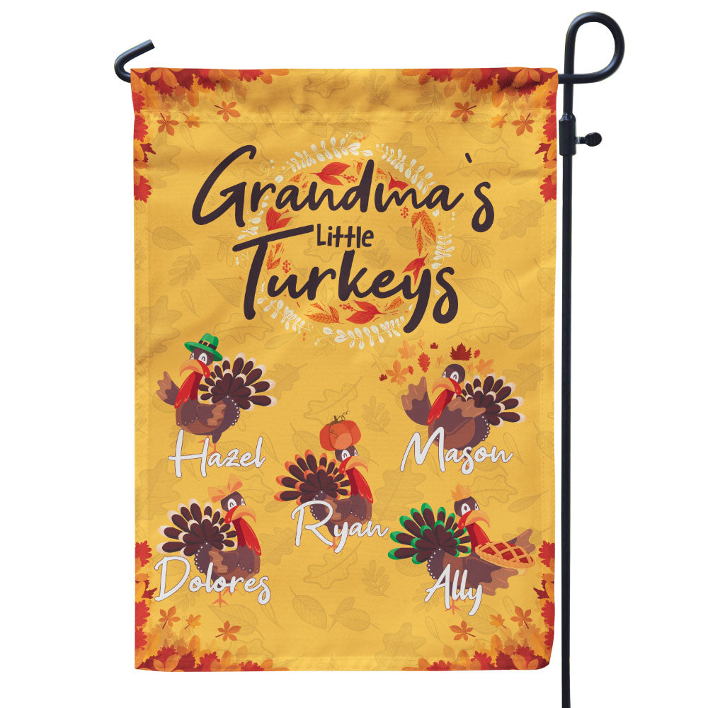 Grandma's Little Turkeys Personalized Flag