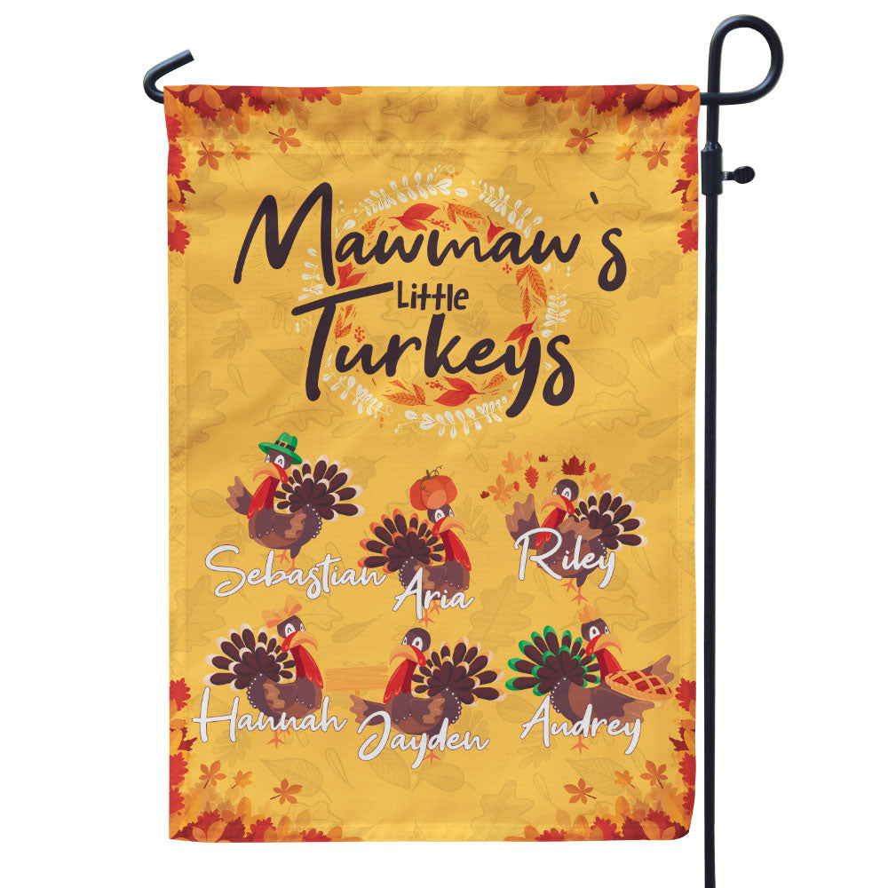 Grandma's Little Turkeys Personalized Flag