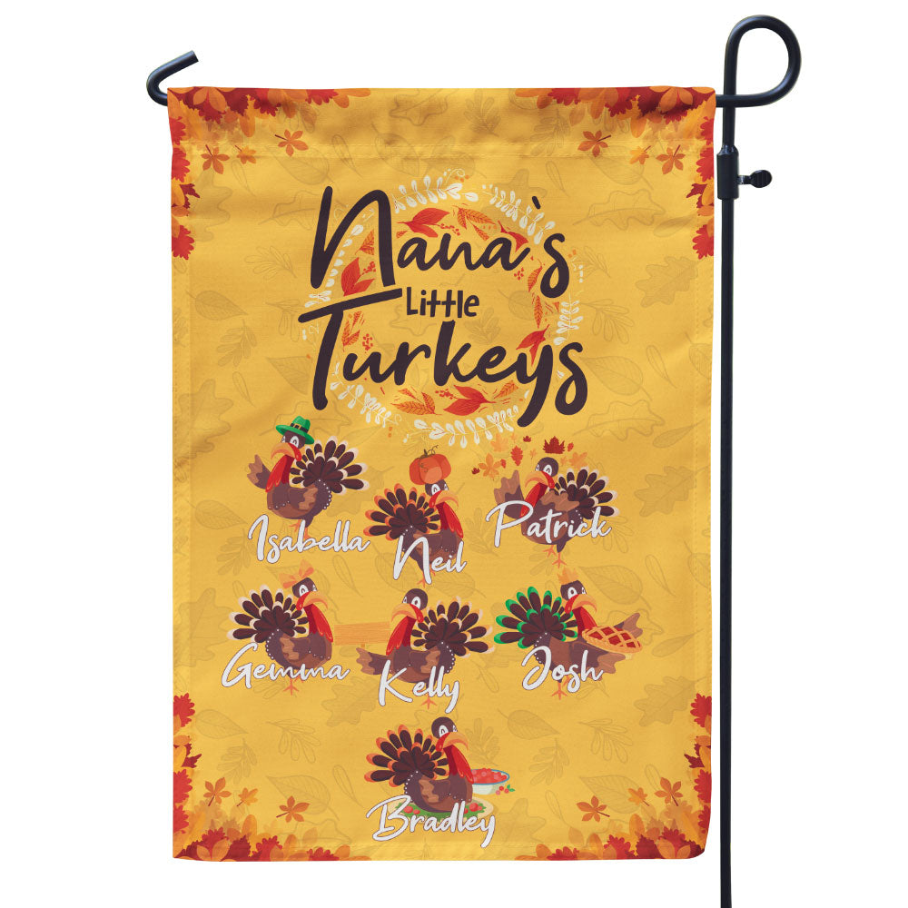 Grandma's Little Turkeys Personalized Flag