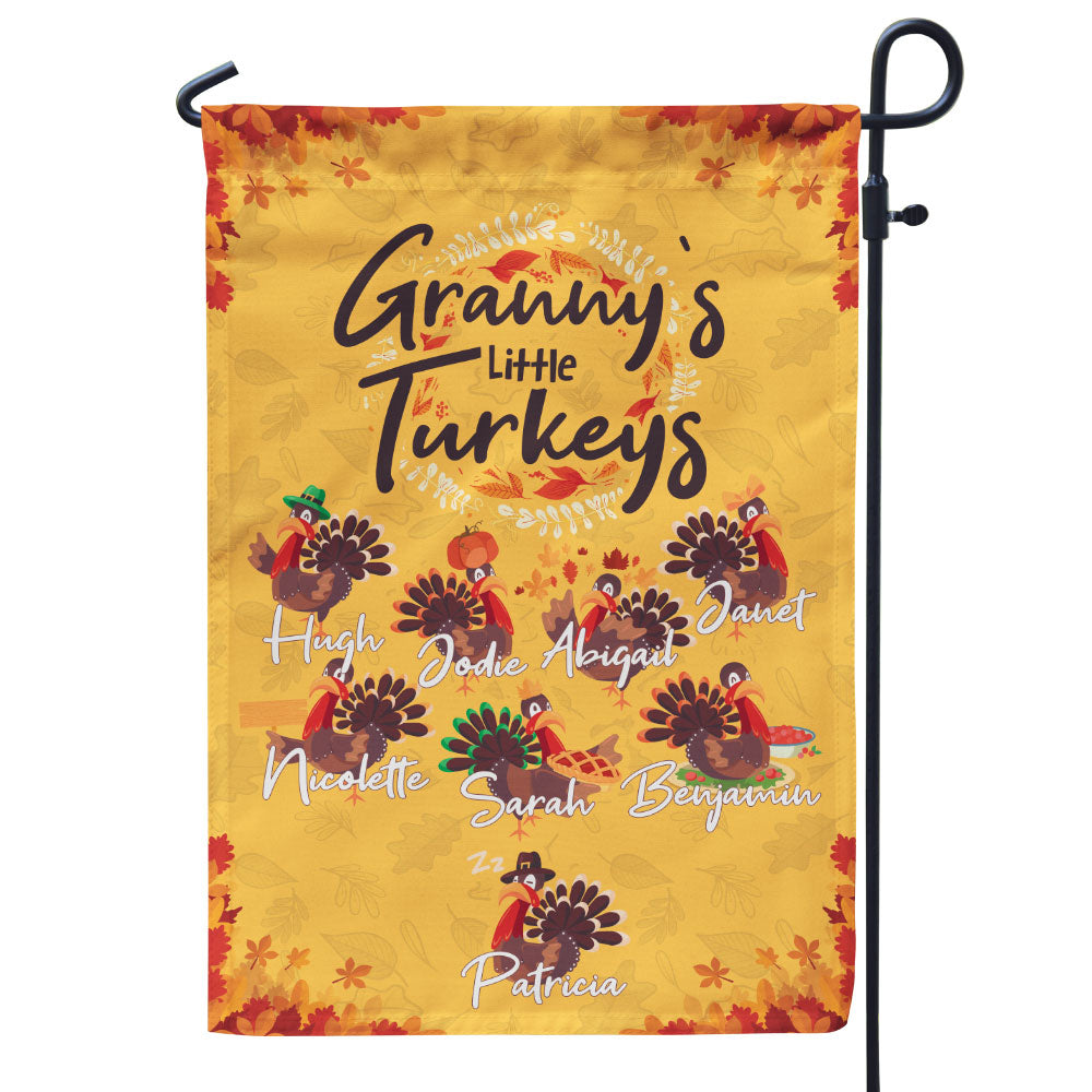 Grandma's Little Turkeys Personalized Flag