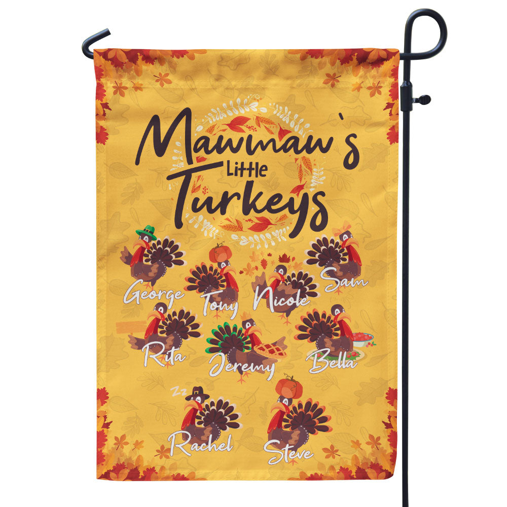 Grandma's Little Turkeys Personalized Flag