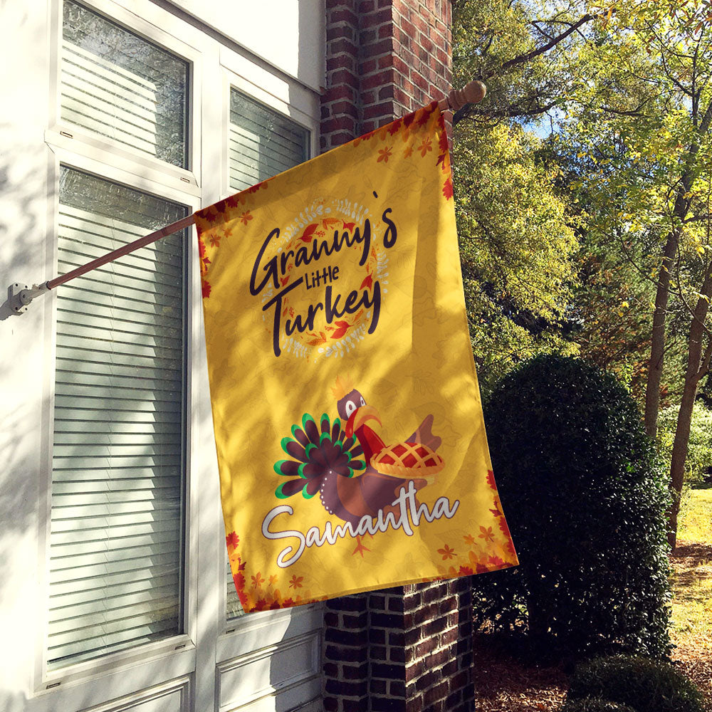 Grandma's Little Turkeys Personalized Flag