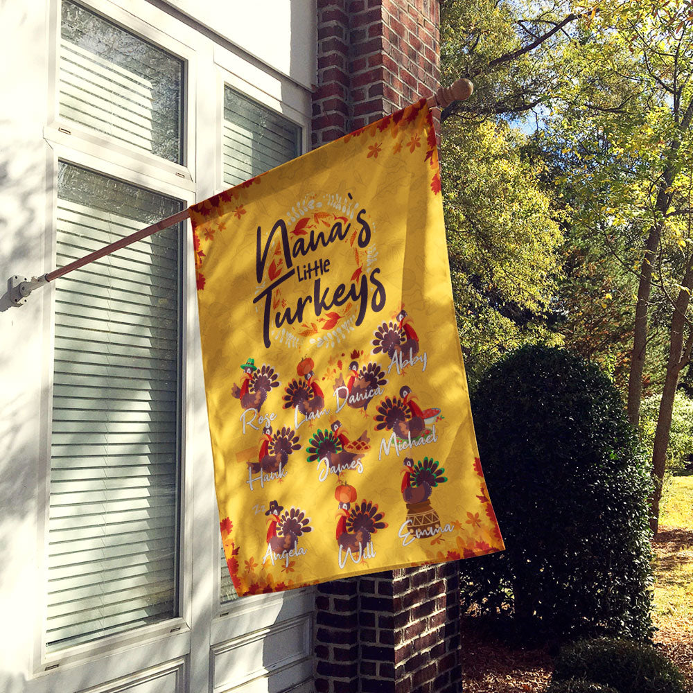 Grandma's Little Turkeys Personalized Flag