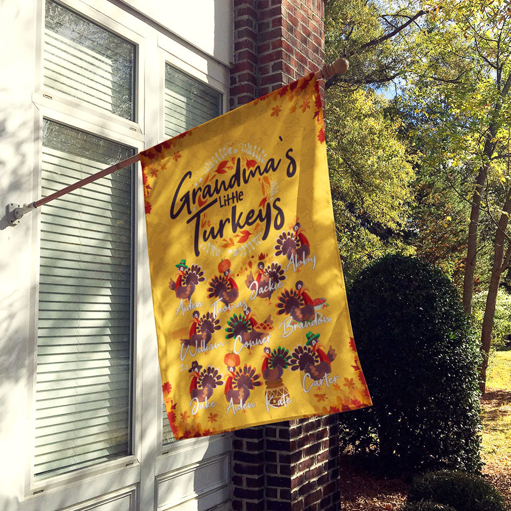 Grandma's Little Turkeys Personalized Flag