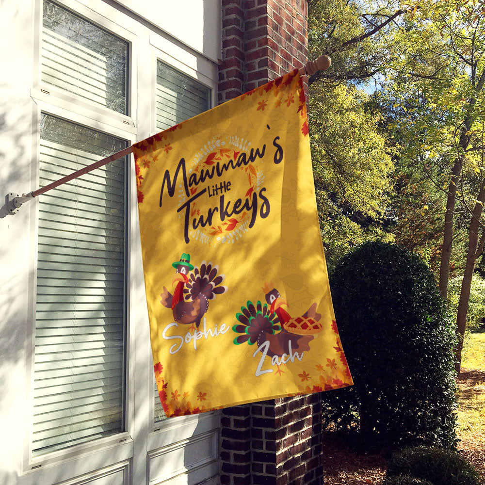 Grandma's Little Turkeys Personalized Flag