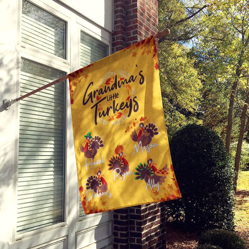 Grandma's Little Turkeys Personalized Flag