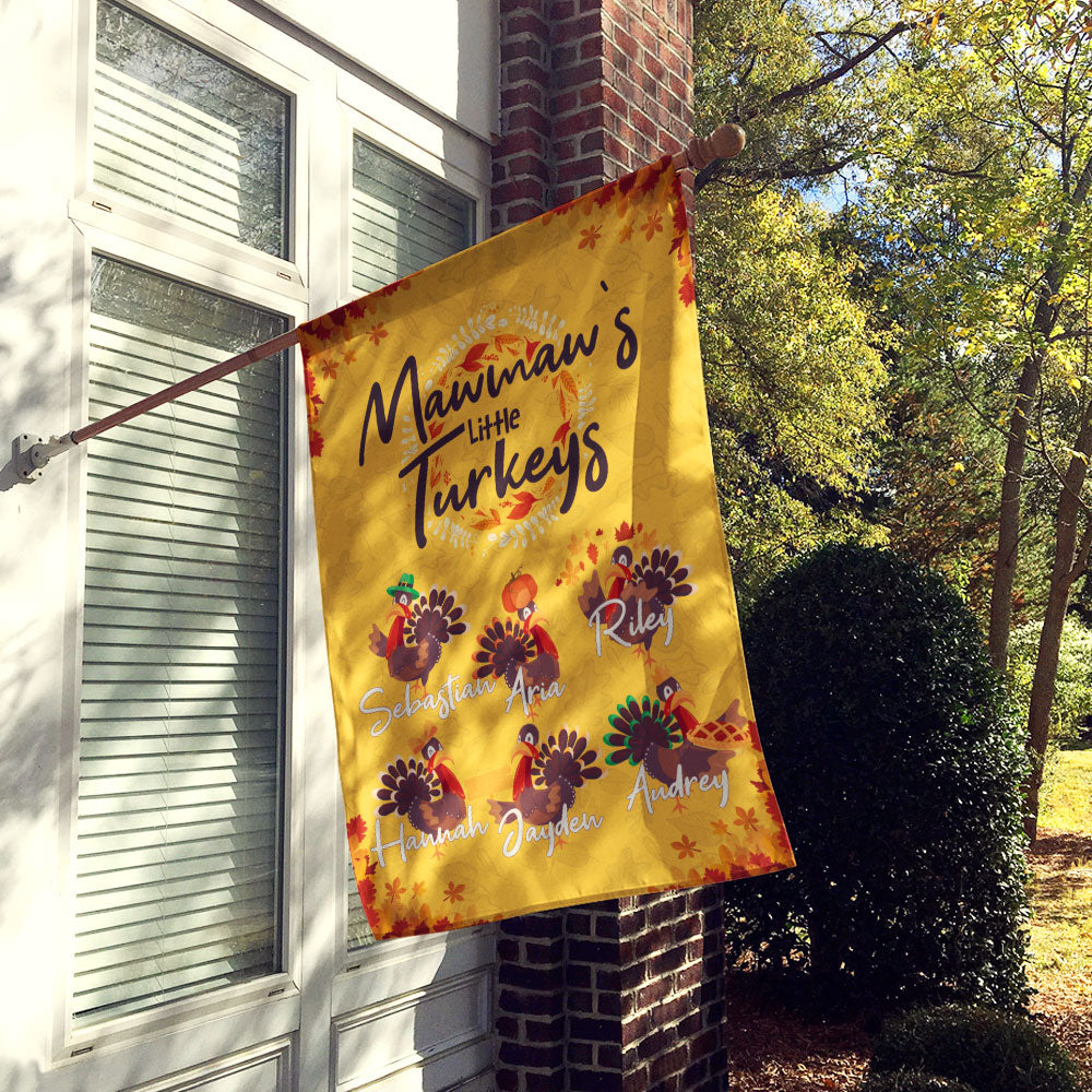 Grandma's Little Turkeys Personalized Flag