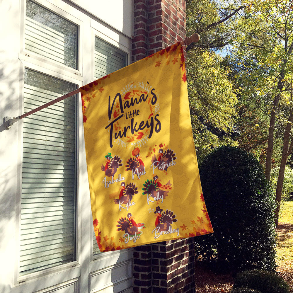 Grandma's Little Turkeys Personalized Flag