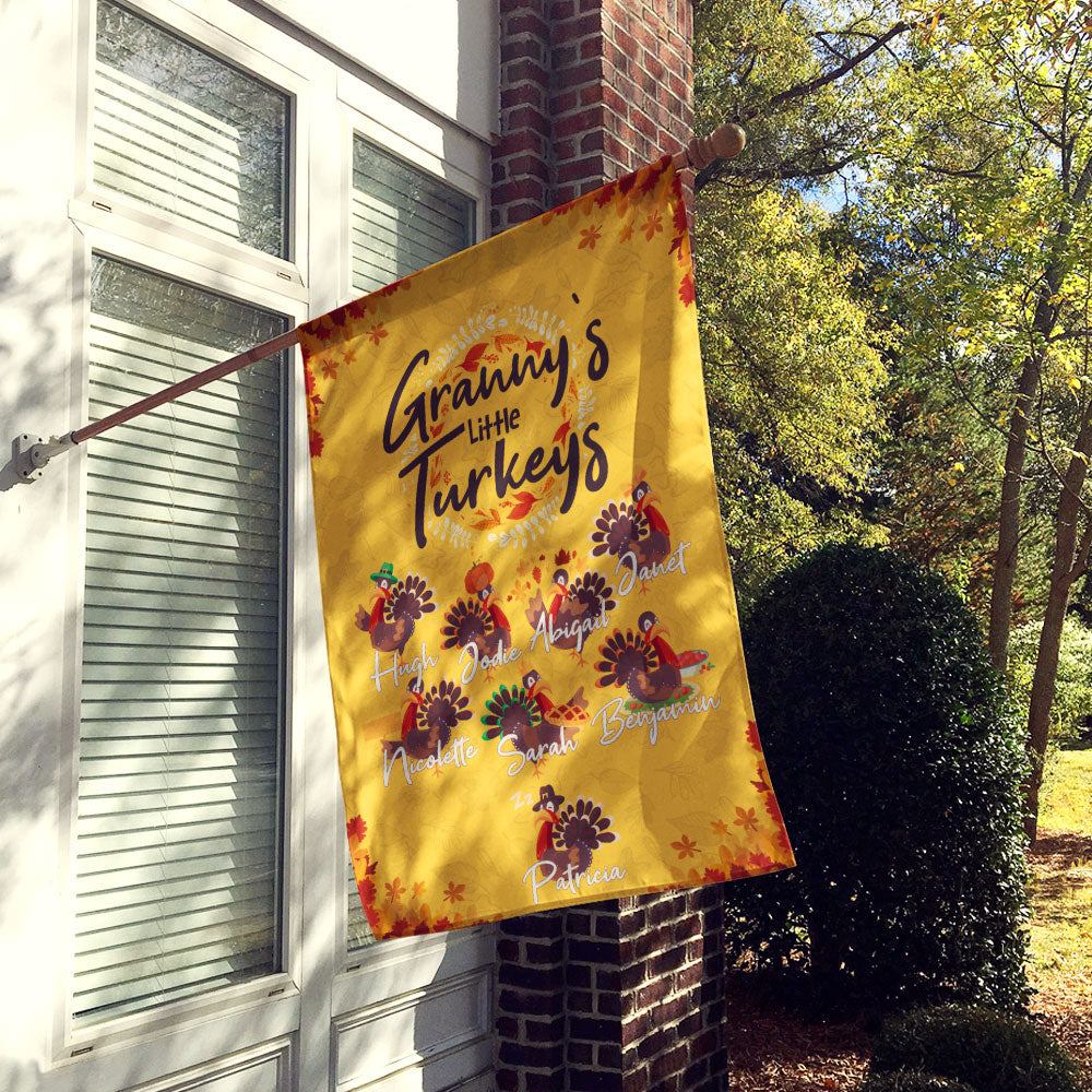 Grandma's Little Turkeys Personalized Flag