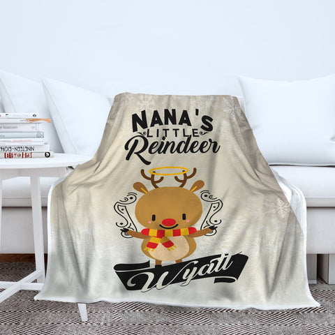 Grandma’s Little Reindeer Personalized Blanket
