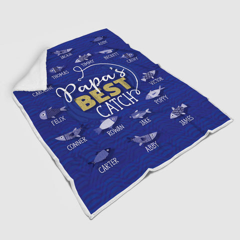 Grandpa's Best Catch Personalized Blanket