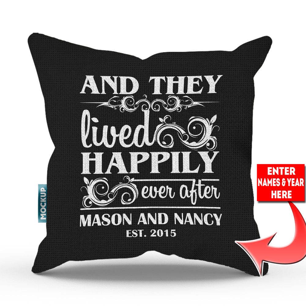 Happily Ever After Personalized Throw Pillow Cover - 18" x 18"