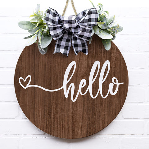 Hello Wooden Door Sign
