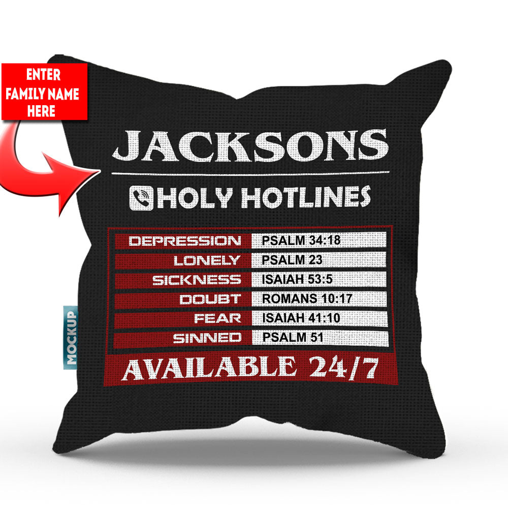 Holy Hotlines Personalized Throw Pillow Cover - 18" X 18"