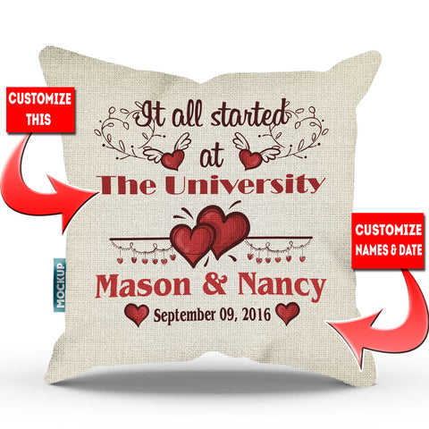It All Started at Personalized Throw Pillow Cover - 18" x 18”