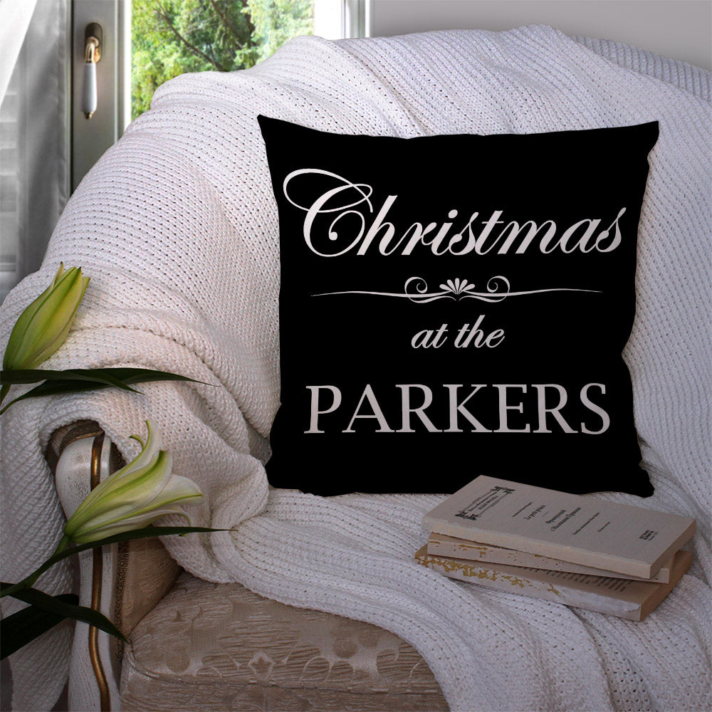 Christmas at the (Family Name) - Personalized Throw Pillow Cover  With Insert