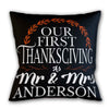 First Thanksgiving as Mr and Mrs Personalized Throw Pillow Cover With Insert