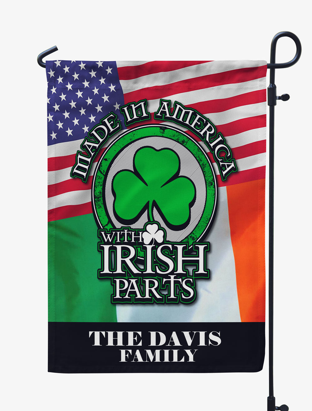 Made in America With Irish Parts Personalized Flag