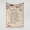 Air Mail Letter Grandma We Hugged This Fleece Blanket with Customized Names