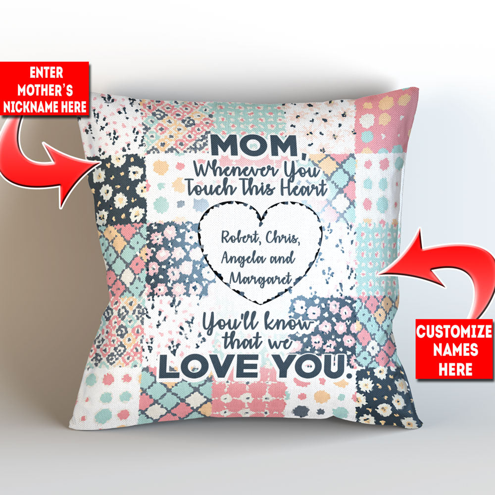 Mom Whenever You Touch This Personalized Throw Pillow Cover - 18" x 18"