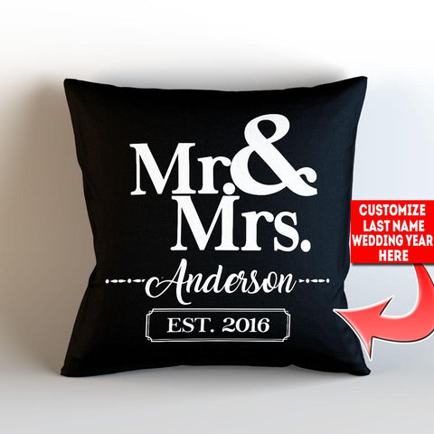 Mr and Mrs Personalized Throw Pillow Cover With Insert  – Style 3