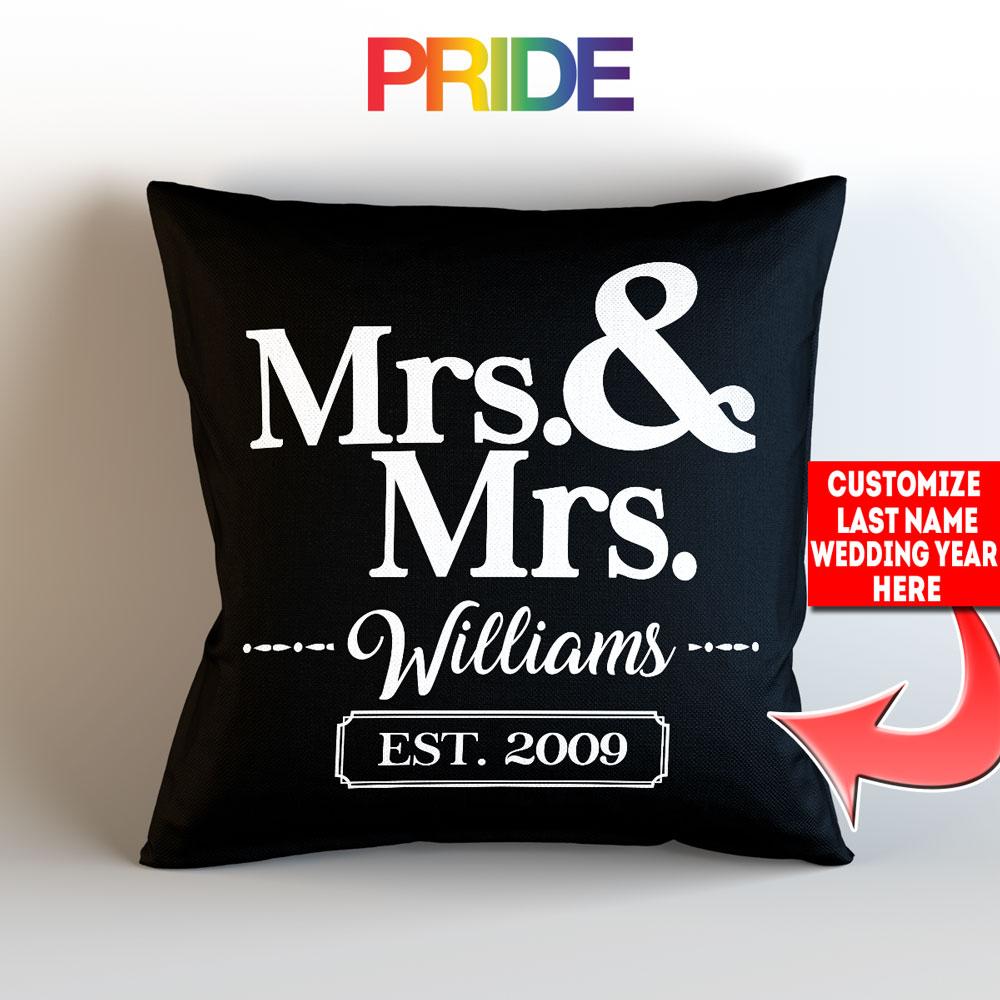 Mr and Mrs Personalized Throw Pillow Cover With Insert Style 3 Mostly Pillows