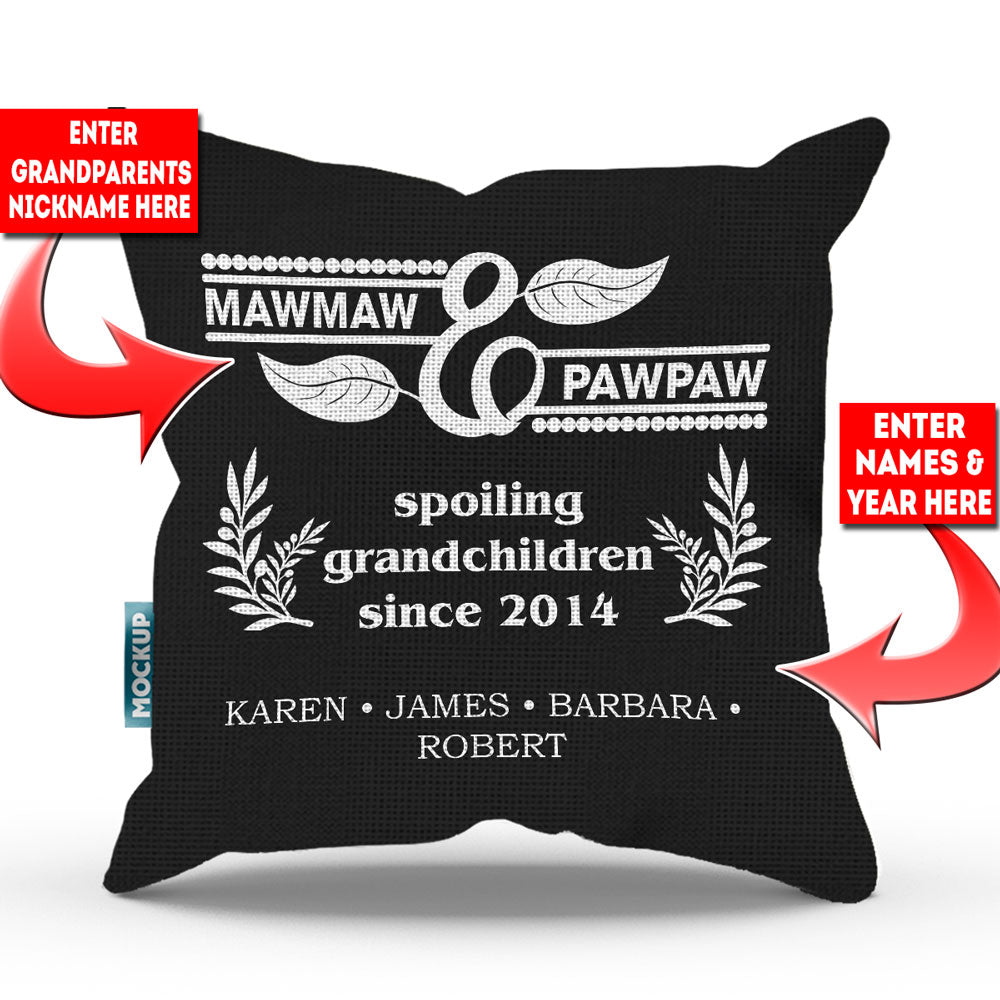 Spoiling Grandkids Since Personalized Throw Pillow Cover - 18" X 18”