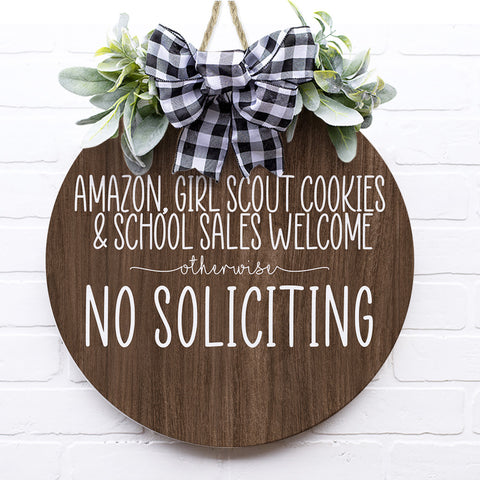 No Soliciting Wooden Door Sign