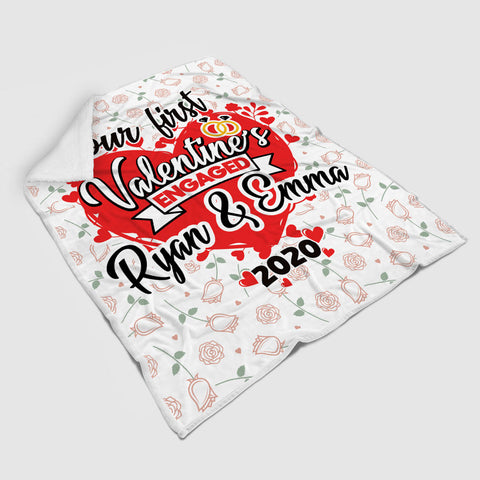 First Valentine's Engaged Personalized  Blanket - Style 2