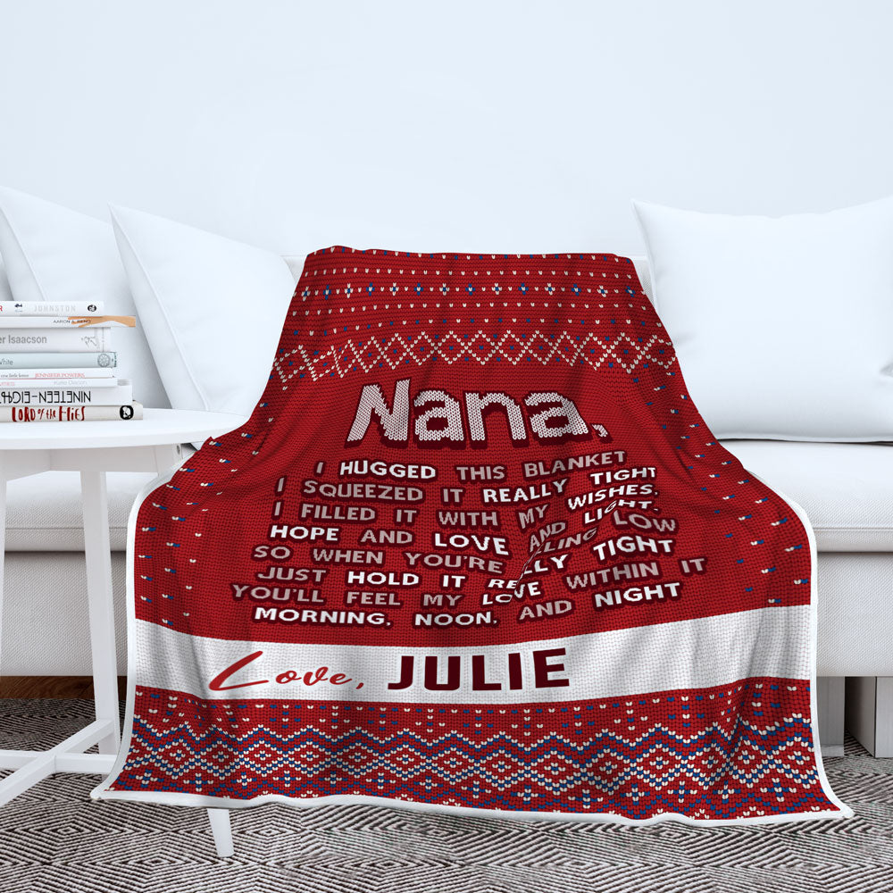 Grandma We Hugged This Personalized Blanket Mostly Pillows